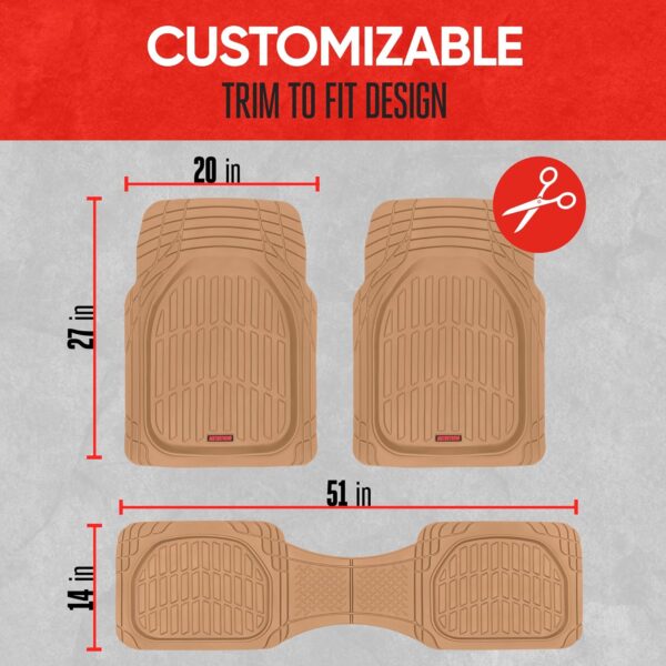 Motor Trend - MT-923-BG 923-BG Beige FlexTough Contour Liners-Deep Dish Heavy Duty Rubber Floor Mats for Car SUV Truck & Van-All Weather Protection, Trim to Fit (Tan Beige) - Image 7