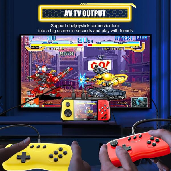 Handheld Games Consoles, Retro Games Console Built-In 4849 Classic Games, 3.5 Inch Lcd Screen, Psp Console with 2 Gamepads, Handheld Console Support Tv Out & Two Players (Yellow) - Image 5