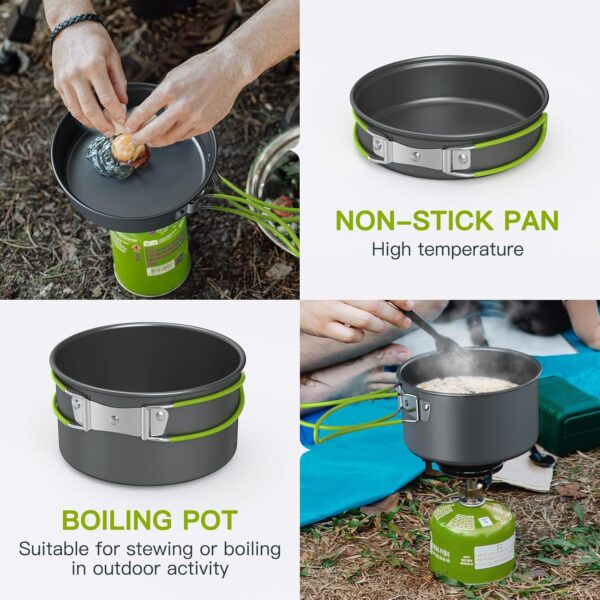 Lixada Camping Cookware, 2-3 People Multifunctional Portable Cooking Set for Outdoor Camping Hiking Picnic - Image 4