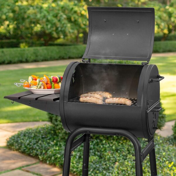 Char-Griller® Patio Pro Charcoal Grill and Smoker with Cast Iron Grates, Premium Metal Shelf and Damper Control, 250 Cooking Square Inches in Black, Model 1616 - Image 3