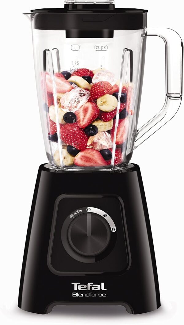 Tefal Blendforce II Blender, 2L Plastic Jug, 1.25L Effective Capacity, 600W, 4 Removable Stainless Steel Blades, Smoothie Blender, Ice Crush, 2 Speeds + Pulse Kitchen Blender, Black, BL420840 - Image 2