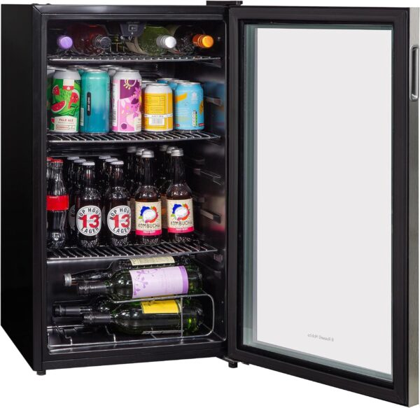 Russell Hobbs Undercounter Fridge 93 Litre/90 Can Undercounter Freestanding Beverage/Drinks Wine Fridge for Beer in Stainless Steel LED Light Drinks & Snacks Glass Door 2 Year Guarantee RH48BC101SS - Image 8