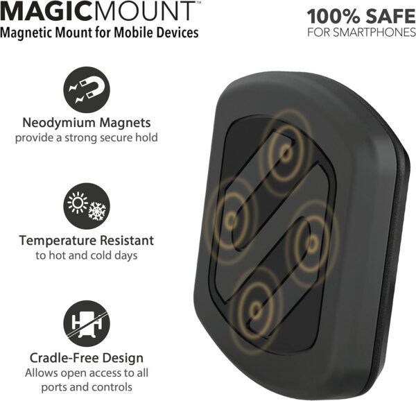 Scosche MAGKIT MagicMount Magnetic Car Phone Holder Mount - 360 Degree Adjustable Head, Universal with All Devices - Dashboard Mount - Pack of 2,Black - Image 3