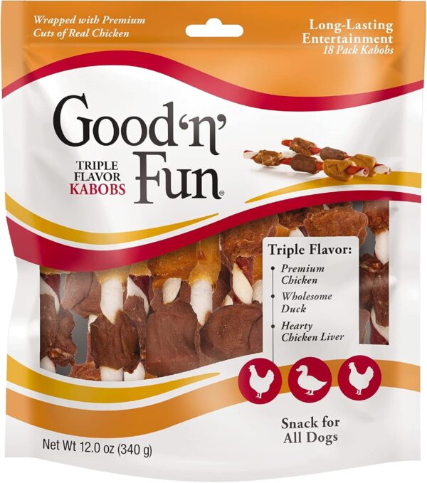 Good'n'Fun Triple Flavored Rawhide Kabobs for Dogs, Treat Your Dog 12-Ounce | 18 Count - Image 2