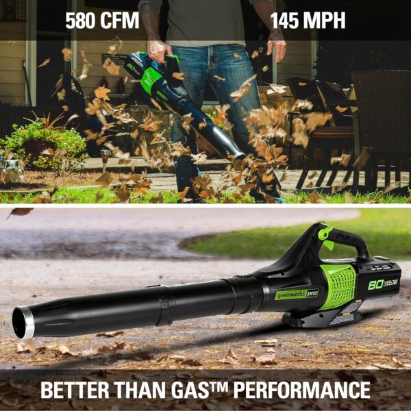 Greenworks Pro 80V (145 MPH / 580 CFM) Brushless Cordless Axial Blower, Tool Only BLB482 - Image 4