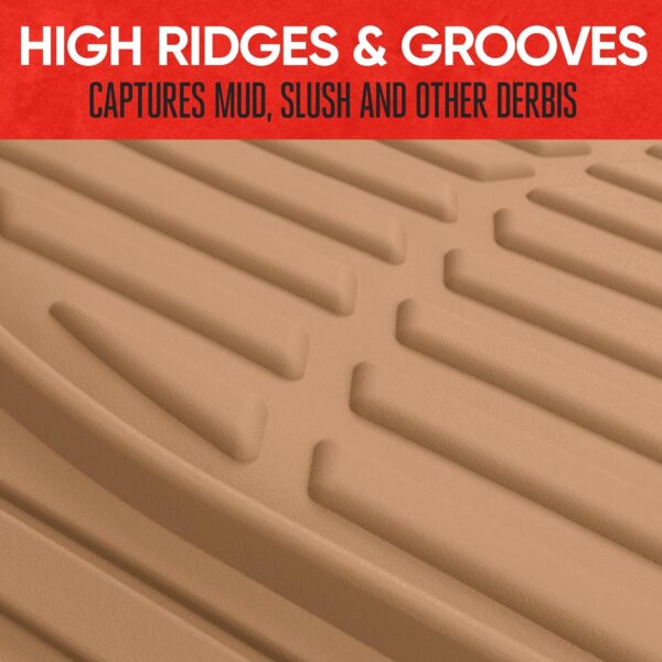 Motor Trend - MT-923-BG 923-BG Beige FlexTough Contour Liners-Deep Dish Heavy Duty Rubber Floor Mats for Car SUV Truck & Van-All Weather Protection, Trim to Fit (Tan Beige) - Image 5