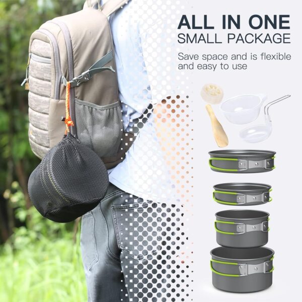 Lixada Camping Cookware, 2-3 People Multifunctional Portable Cooking Set for Outdoor Camping Hiking Picnic - Image 5