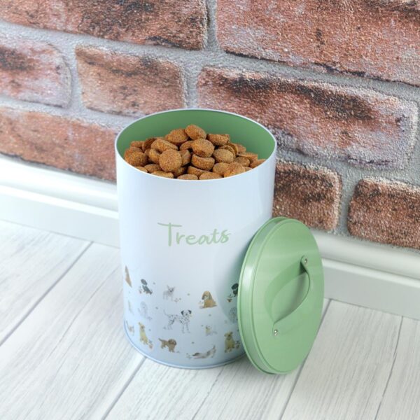 Dog Treat Tin Food Storage Container | Puppy Biscuit Jar with Lid - Image 6