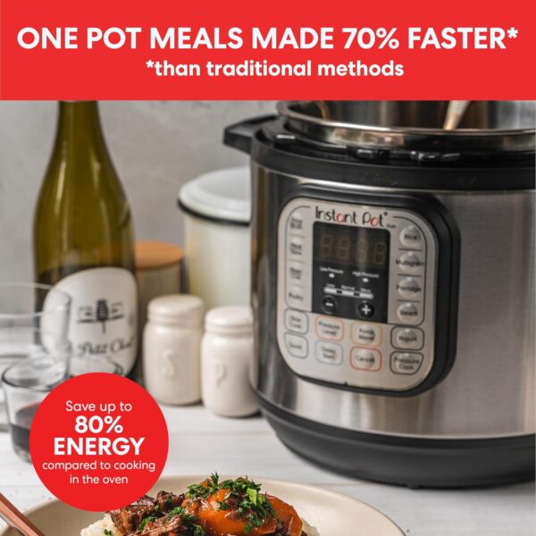 Instant Pot DUO 60 Duo 7-in-1 Smart Cooker, 5.7L - Pressure Cooker, Slow Cooker, Rice Cooker, Sauté Pan, Yoghurt Maker, Steamer and Food Warmer, Brushed Stainless Steel - Image 4