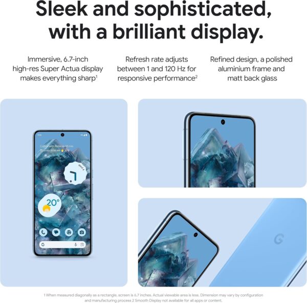 Google Pixel 8 Pro – Unlocked Android Smartphone with telephoto lens, 24-hour battery and Super Actua display – Bay, 128GB - Image 4