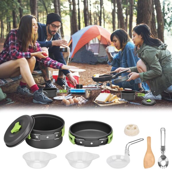 Queta 10-Piece Cookware Kit Picnic Pots Cookware Camping Set for Camping Outdoor Hiking Picnic BBQ, Foldable Camping Pots, Fda Certified - Image 10