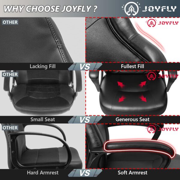 JOYFLY Computer Chair Office Gaming Chair for Adults,Racing Style Ergonomic PC Chair with Adjustable Swivel Chair with Lumbar Support(Black) - Image 8