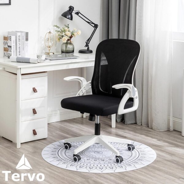 Tervo Model S | Folding Office Chair for Small Spaces | Gaming Chair for Adults & Kids | Ergonomic Mesh Computer Chair for Bedroom | Desk Chair for Home Work | (White & Black) - Image 9