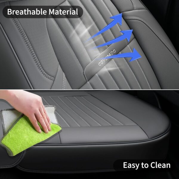 Coverado Car Seat Covers Universal Full Set Car Seat Protector Fit for Most VANS Trucks, Nappa Leather Car Seat Accessories, Waterproof Car Seat Cushion Fit for Most Cars - Image 9