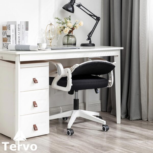 Tervo Model S | Folding Office Chair for Small Spaces | Gaming Chair for Adults & Kids | Ergonomic Mesh Computer Chair for Bedroom | Desk Chair for Home Work | (White & Black) - Image 7