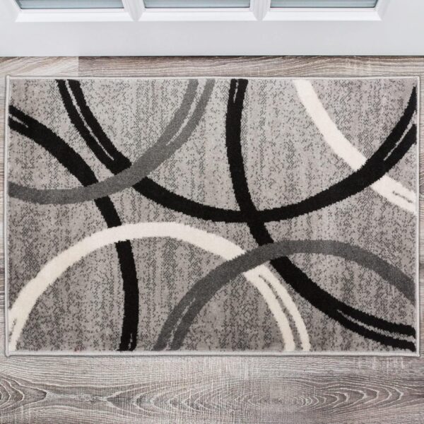 Rugshop Wavy Circles Desing Area Rug 2' x 3' Gray - Image 2