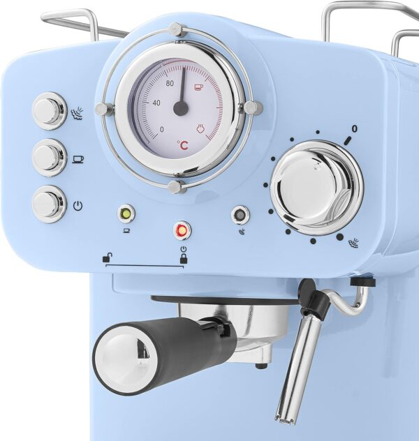 Swan SK22110BLN Retro Espresso Coffee Machine with Milk Frother, Steam Pressure Control, 1.2L Detachable Water Tank, 1100W, Retro Blue - Image 3