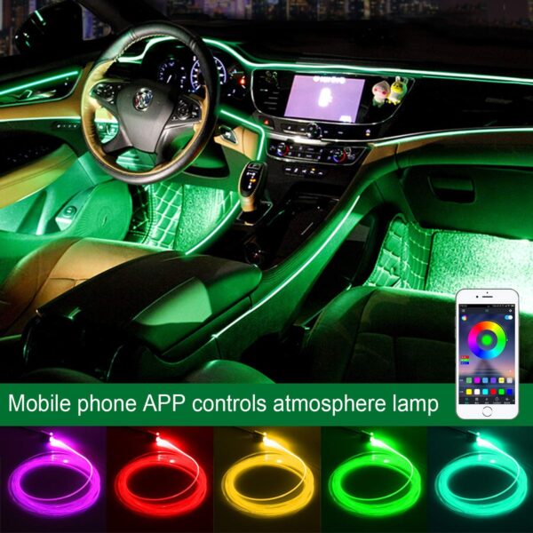 Wilktop Car LED Interior Lights 6m, Interior Car Lights Strip, led lights for car, RGB Strip Light &Music Sync Rhythm, Ambient lighting car, 5 in 1 Neon Ambient Lighting with App - Image 7