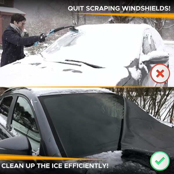 EcoNour Car Windshield Snow Cover for Ice, Snow and Wiper Protector | Windscreen Snow Cover for Car Fits Most Cars, Suv's, Vans and Truck | Essential Front Window Winter Accessories | XL (74" x 43") - Image 4