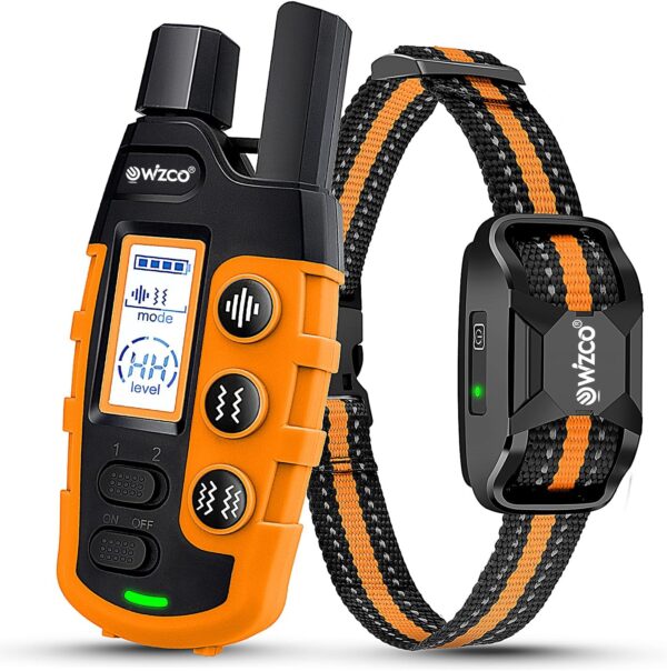 Wizco Dog Collar - 3300Ft Dog Training Collar with Remote for 5-120lbs Small Medium Large Dogs Rechargeable Waterproof e Collar with Beep (1-8), Vibration(1-16), (Orange) - Image 2