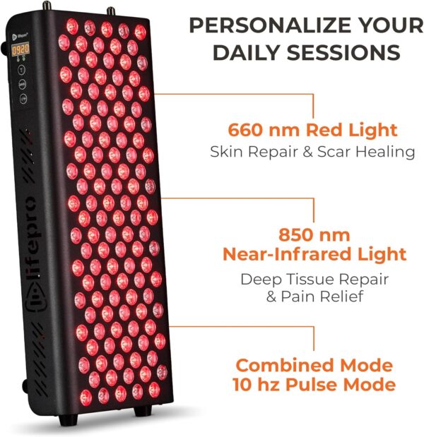 LifePro Red Light Therapy for Body, face - Powerful Near Infrared Light Therapy for Face, Whole Body Relaxation & Health - Thin, Tall & Stable for On-The-Go or at Home Red Light Therapy Panel Device - Image 7