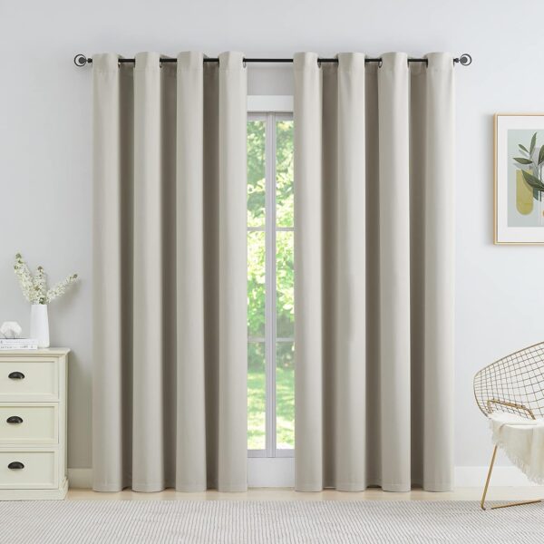 WEST LAKE Beige Blackout Curtain 66" x 72" Drop Triple Weave Thermal Insulated Drape with Eyelets Noise Reducing Room Darkening Window Treatment 2 Panels for Bedroom, Living Room, Putty - Image 3