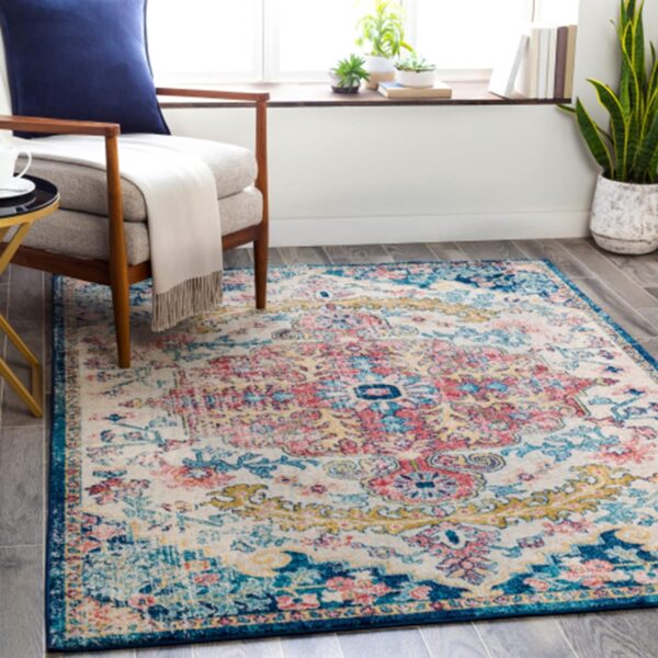 Surya Manama Vintage Rug - Area Rugs Living Room, Hallway Floor, Kitchen, Traditional Multicoloured Boho Rug, Easy Care Pile, Bohemian Large Rug 160x220cm Aqua Rug - Image 2