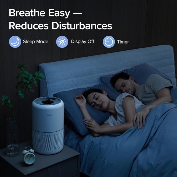 Levoit Air Purifier for Home Bedroom with HEPA & Carbon Air Filters CADR 187 m³/h, 80m², removes Pollen Allergies Dust Smoke, Air Cleaner with Timer, Quiet 24dB Sleep Mode, Air Frenshener, Core 300 - Image 9