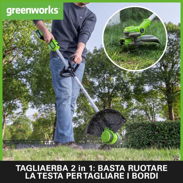 Greenworks 24V Cordless Strimmer Lawn Edger With Wheel For Medium Gardens, 33cm Cutting Width, Autofeed 2mm Nylon Line, WITHOUT Battery & Charger, 3 Year Guarantee GD24LT33 - Image 5