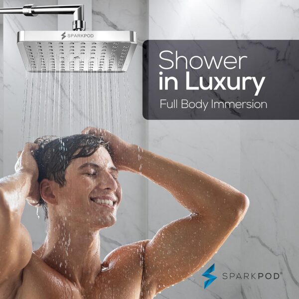 SparkPod Fixed Shower Head - High Pressure Rain - Luxury Modern Look - Easy No-Tool Installation - Perfect Adjustable Replacement for Your Bathroom Shower Heads (15 cm Square, Luxury Polished Chrome) - Image 7