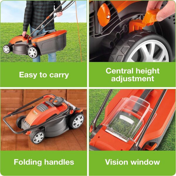 Flymo Speedi-Mo 360VC Electric Rotary Lawn Mower, 1500W, 36cm Cutting Width, 40 L Grass Box, 967663301 - Image 8