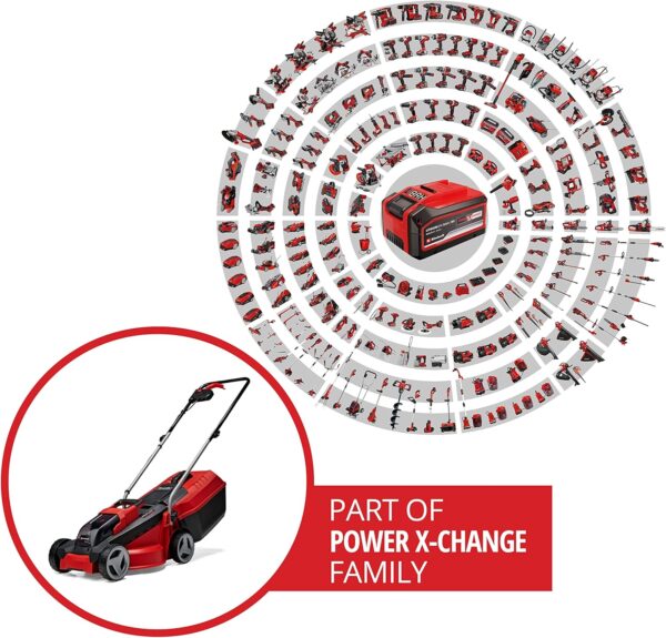 Einhell Power X-Change 18/30 Cordless Lawnmower With Battery and Charger - 18V, Brushless Motor, 30cm Cutting Width, 25L Grass Box, 3 Cutting Heights - GE-CM 18/30 Li Battery Lawn Mower - Image 3