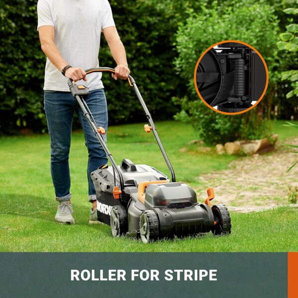 Worx WG779E.2 40V 34cm Cordless Lawn Mower, Petrol-Like Power, Cut-to-Edge Design, Adjustable Height, with 2x2.0Ah Batteries and Charger, Part of PowerShare Range - Image 7