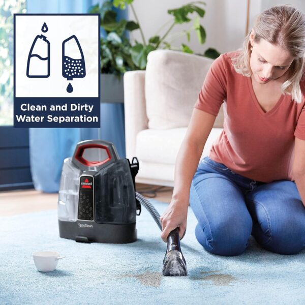 BISSELL SpotClean | Portable Carpet Cleaner | Lifts Spots and Spills with HeatWave Technology | Clean Carpets, Upholstery & Car | 36981 | Black/ Red - Image 6