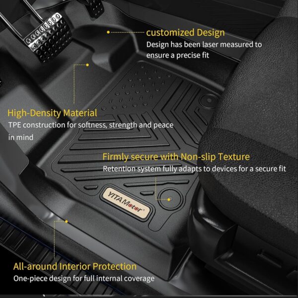 YITAMOTOR Floor Mats Compatible with 2021 2022 Hyundai Elantra, Custom Fit Floor Liner Black TPE All Weather Automotive Car Liner - Image 3