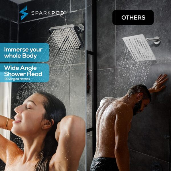 SparkPod Fixed Shower Head - High Pressure Rain - Luxury Modern Look - Easy No-Tool Installation - Perfect Adjustable Replacement for Your Bathroom Shower Heads (15 cm Square, Luxury Polished Chrome) - Image 3