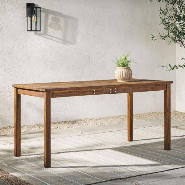 Walker Edison Acacia Patio Dining Table, Dark Brown - Image 3