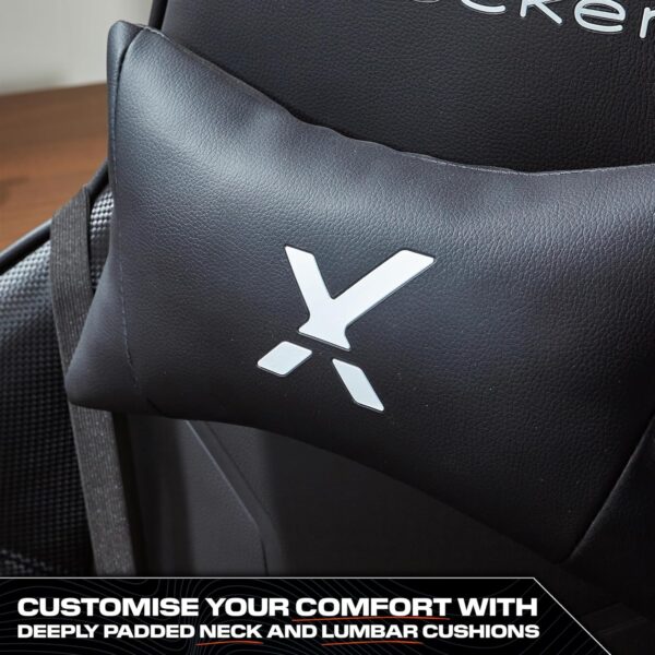 X-Rocker Agility Gaming Chair, High Back Ergonomic Racing Computer Chair with Adjustable Lumbar Support and Headrest, 3D Armrests, Adjustable Height and Swivel Chair Base Office Chair - BLACK - Image 4