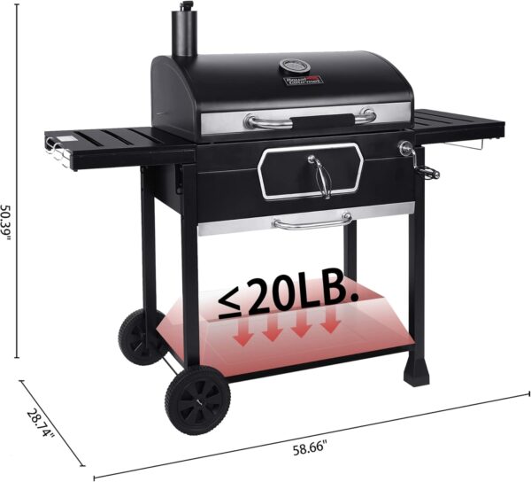 Royal Gourmet CD2030AN 30-Inch Charcoal Grill, Deluxe BBQ Smoker Picnic Camping Patio Backyard Cooking, Black - Image 3