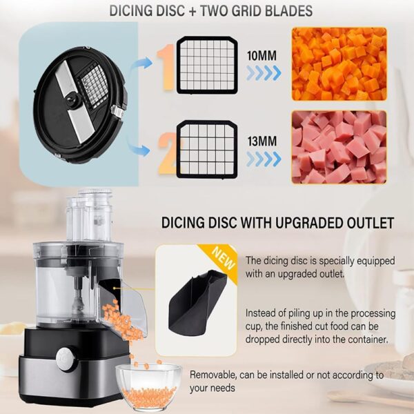 Electric Vegetable Dicer Slicer Grater 3 in 1 Commercial Vegetable Fruit Cutter with Blades, Grater, for Food Processor for Onions Potatoes Carrots Cucumber - Image 4