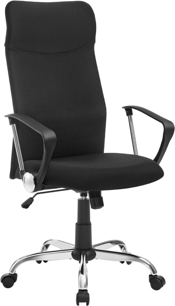 SONGMICS Office Chair, Ergonomic Desk Chair, Swivel Chair, Upholstered Seat, Adjustable Height, Tilt Function, 120 kg Load Capacity, Ink Black OBN134B01 - Image 2