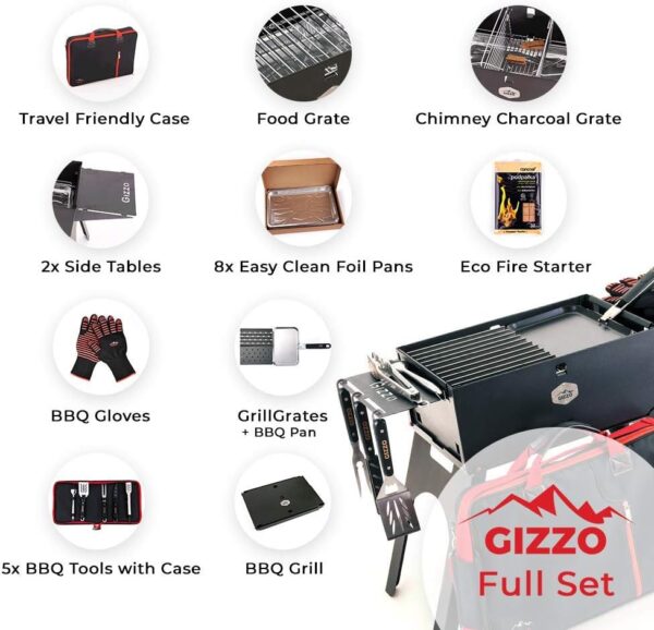 Gizzo Grill, Innovative Folding and Portable Grill - Easy to Setup up for Camping, Picnic, Anywhere You Go - Comes with all the Necessary Accessories for Barbecue - Image 10