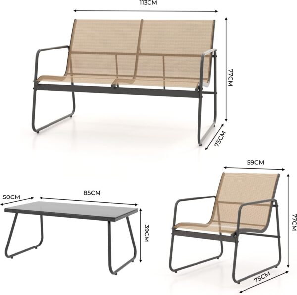 Grand patio Garden Furniture Sets 4 Seater, Garden Table and Chairs, Textilene Material, Waterproof, Breathable, Patio Conversation Sets for Outdoor, Backyard, Poolside (Chestnut) - Image 7