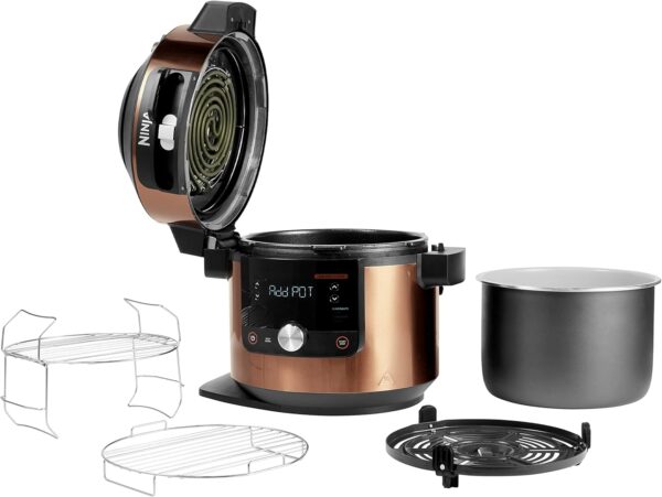 Ninja Foodi MAX Multi Cooker with SmartLid, 14 Cooking Functions in 1, 7.5L 14in1 Pressure Cooker, Copper/Black OL650UKCP & Heat Tempered Glass Lid [4187J300UK] Official Accessory - Image 4