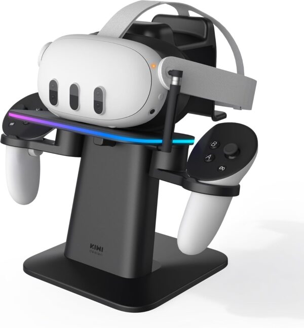 KIWI design Charging Dock for Meta Oculus Quest 3/Quest 2/Quest Pro Accessories, Meta Officially Co-Branded, RGB Vertical Charging Stand and Controller Holder - Image 2