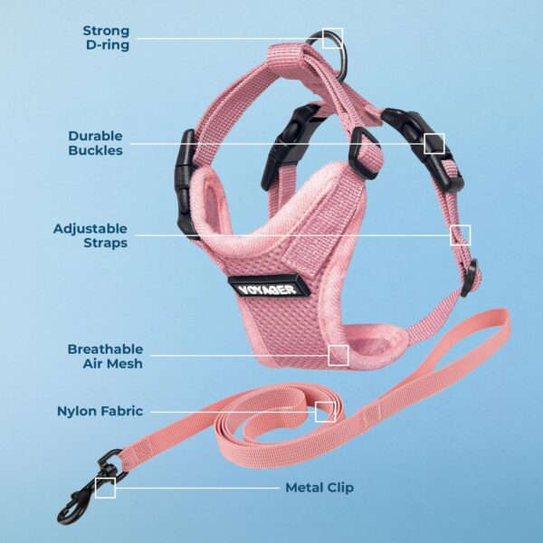 Voyager Step-in Lock Pet Harness - All Weather Mesh, Adjustable Step in Harness for Cats and Dogs by Best Pet Supplies - Pink, XXS - Image 4