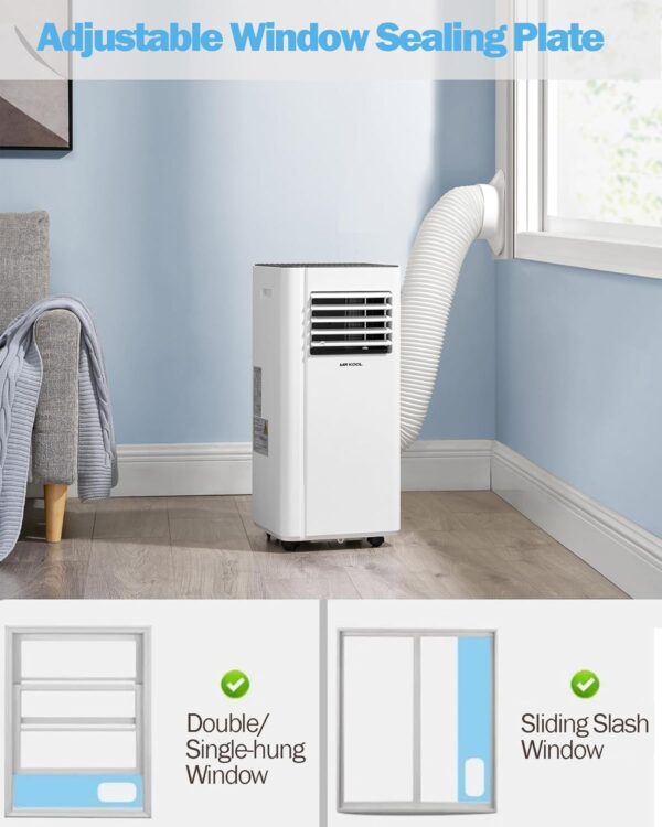 Portable Air Conditioner Unit 9000 BTU 4-in-1 Dehumidifier Ventilation Conditioning Cooling Fan with 2 Speeds with Digital Display & Remote Control Window Kit 24 Hour Timer for Room Up to 269sq.ft - Image 3