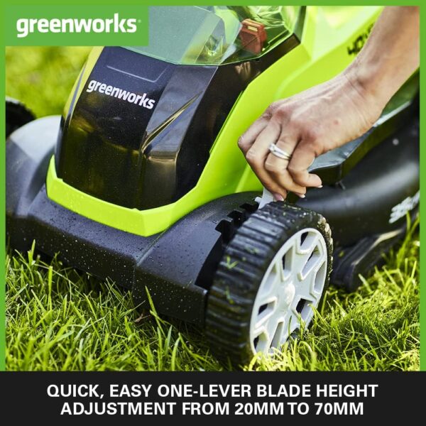 Greenworks 40V Cordless Lawnmower for Lawns up to 400m², 35cm Cutting Width, 40L Bag PLUS Two 40V 2Ah Batteries & One Charger, 3 Year Guarantee-G40LM35K2X, Green - Image 5