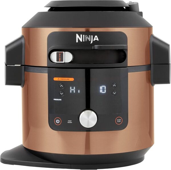 Ninja Foodi MAX Multi Cooker with SmartLid, 14 Cooking Functions in 1, 7.5L 14in1 Pressure Cooker, Copper/Black OL650UKCP & Heat Tempered Glass Lid [4187J300UK] Official Accessory - Image 3