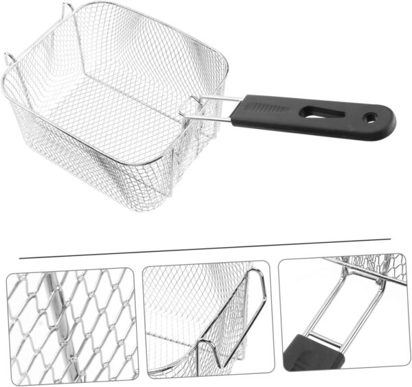 Yardwe Commercial Deep Fryer Turkey Deep Fryer Stainless Strainer French Fry Chips Baskets Wire Fish Fryer Basket Mesh Net Strainer Basket Fry Basket Wire Mesh Basket Fry Strainer Replace - Image 4